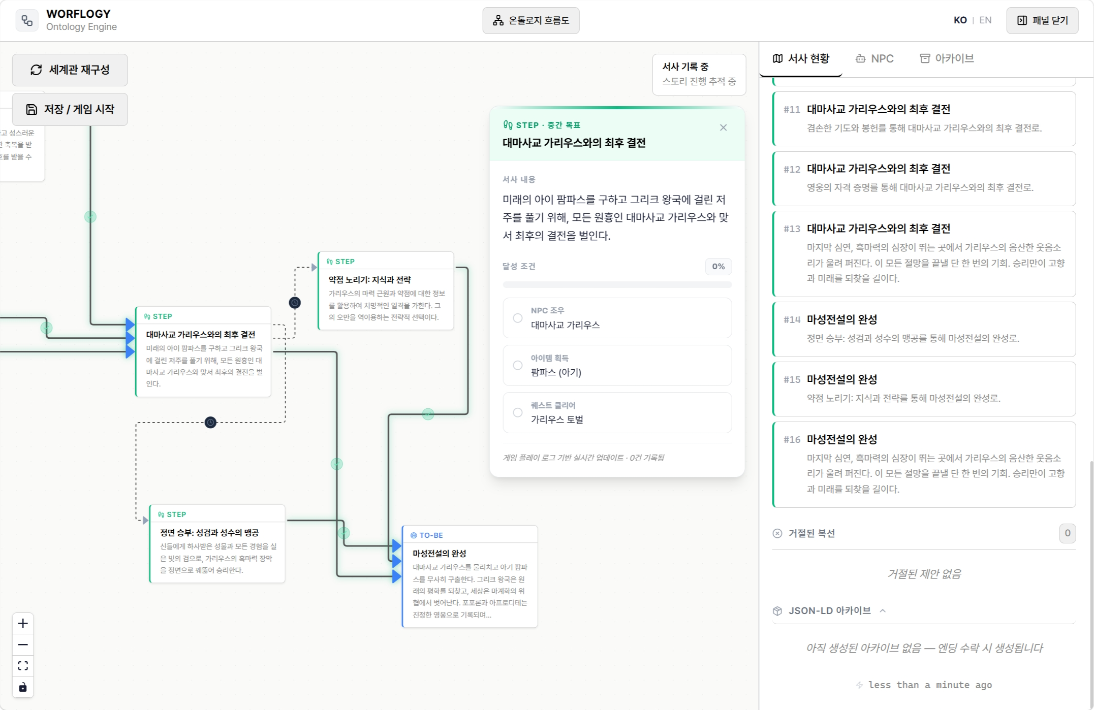 Ontology game narrative engine loop and expansion structure screen
